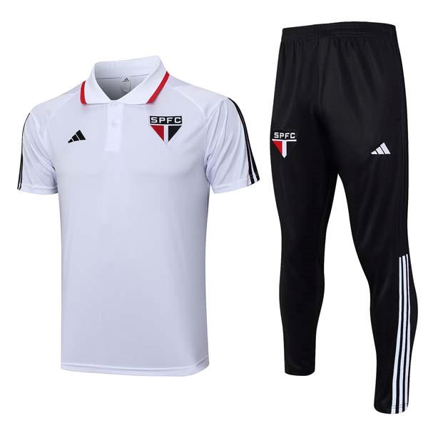 Polo Sao Paulo Conjunto Completo 2023-2024 Blanco Negro